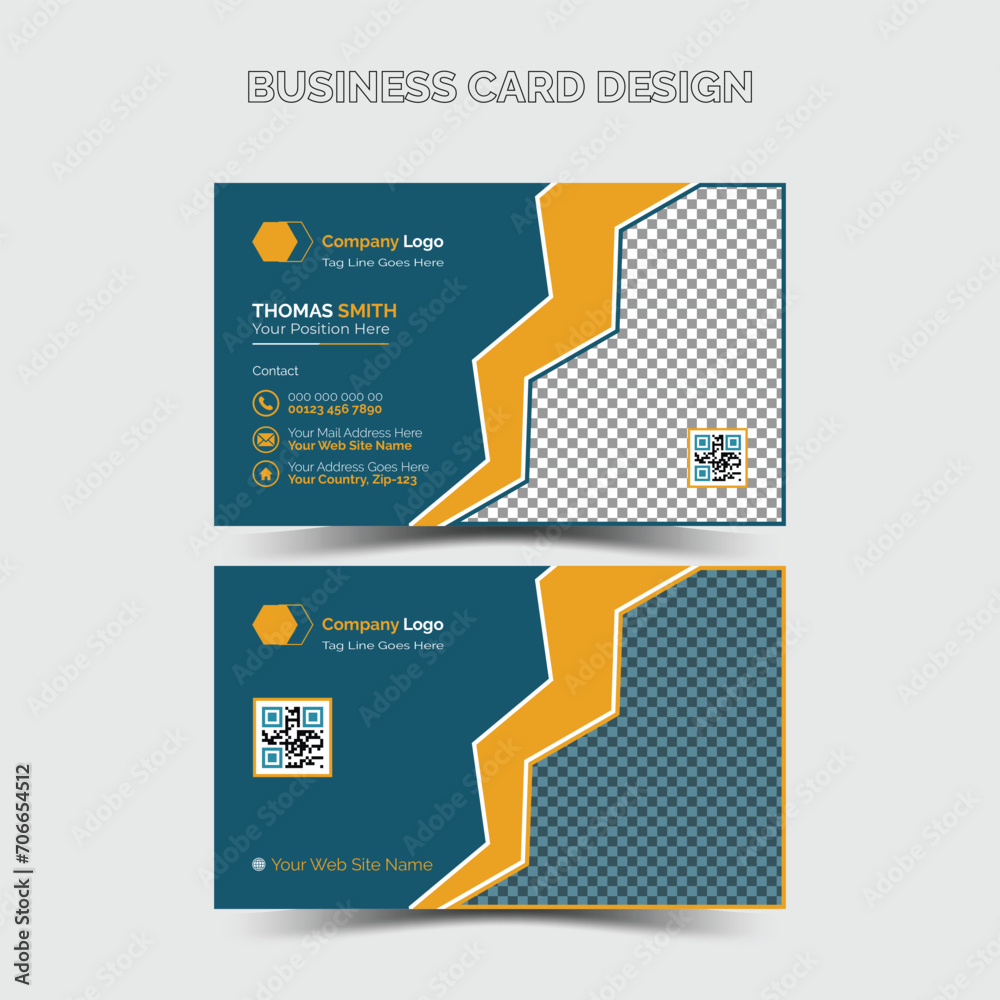 Obraz premium Modern and simple business card design Modern presentation card with company logo Vector business card template Visiting card for business and personal use Vector illustration design