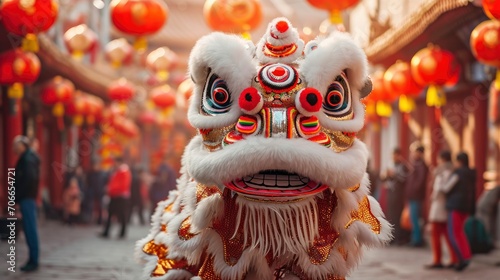 Chinese traditional lion, Lunar New Year celebration, Chinese New Year © AbGoni