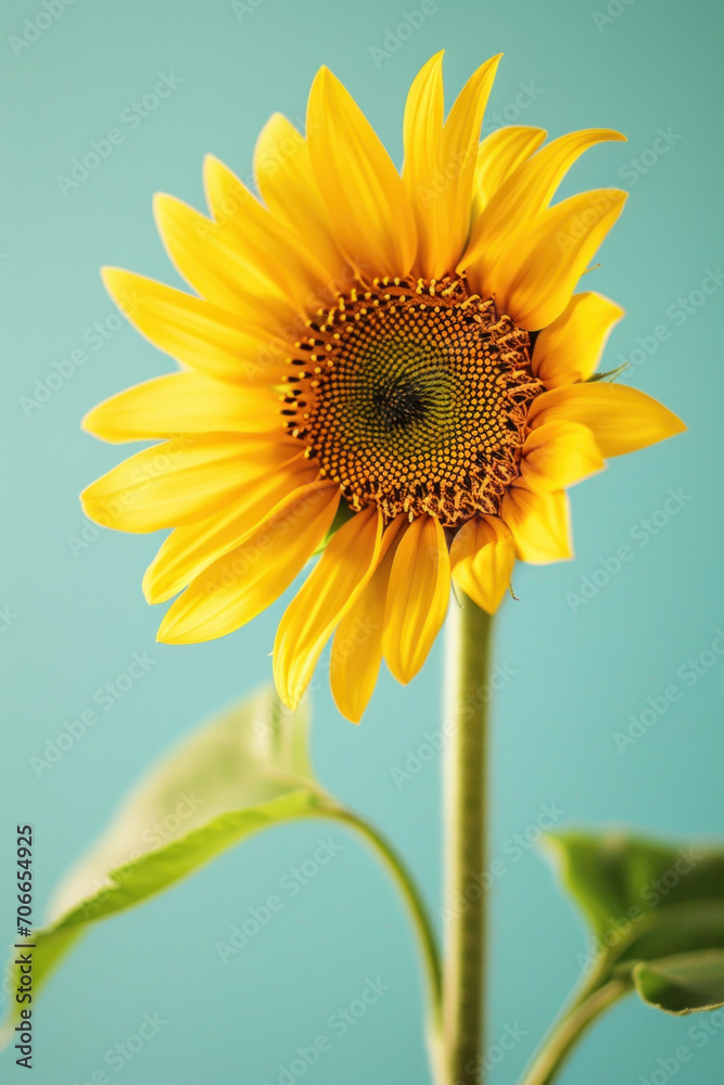 Obraz premium Yellow sunflower flower as vertical Greeting card template composition
