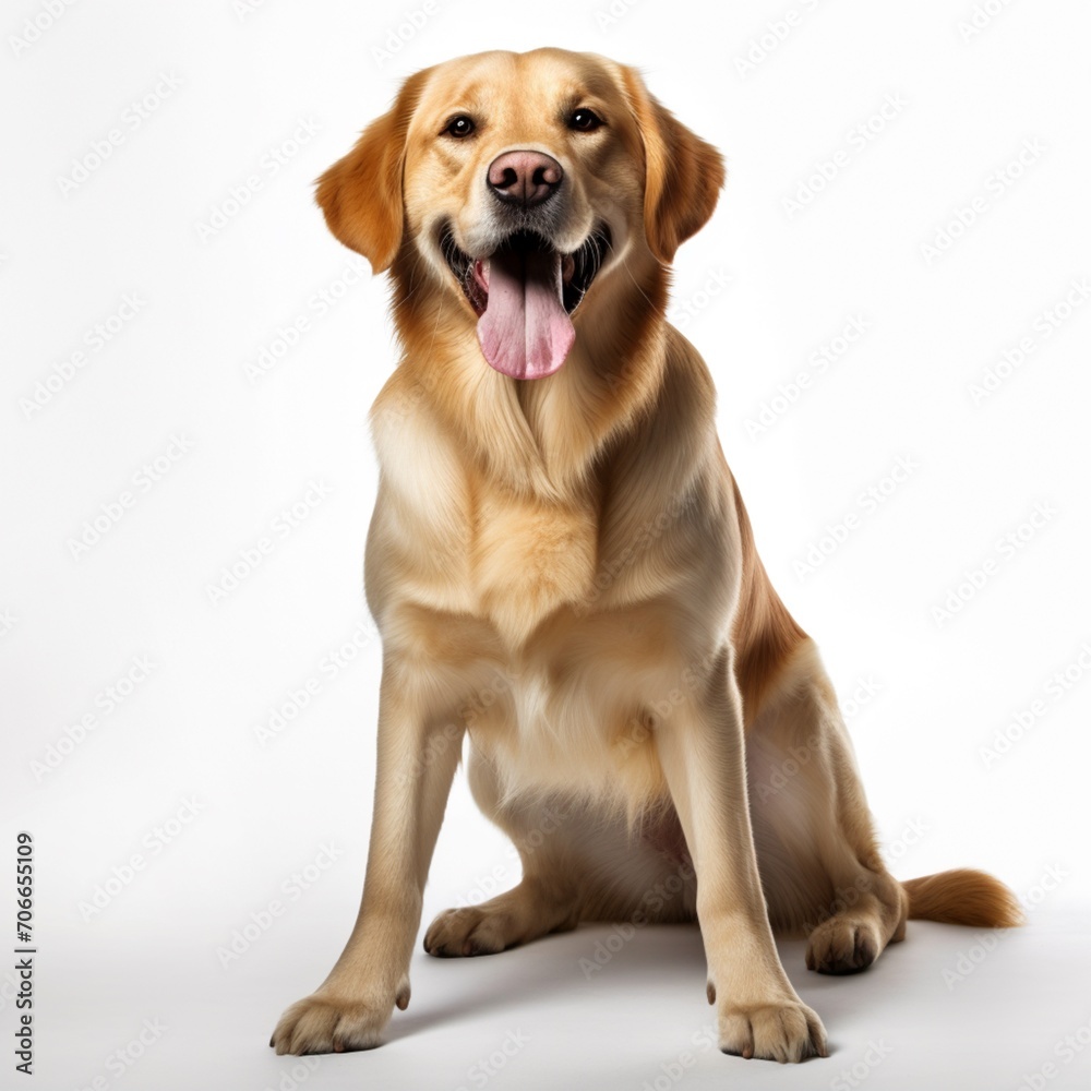 Beautiful Labrador retriever dog picture white background