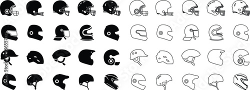 Motorcycle helmet icon in flat  line style set isolated on transparent background. use racing different vehicle car  bike  bicycle Simple helmet signs to protect the head. vector for apps and website