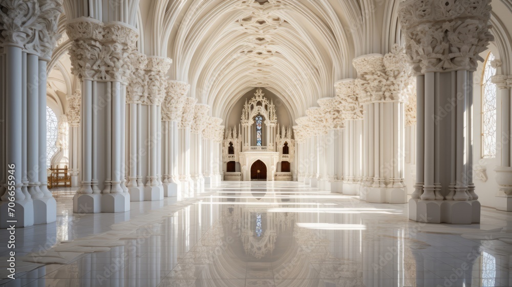 gothic style buddhist temple interior