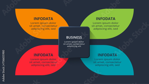 Rectangles infographic with 4 steps, options, parts or processes. Business data visualization.