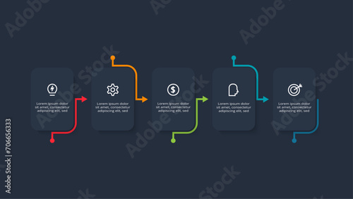 Rectangles infographic with 5 steps, options, parts or processes. Business data visualization.
