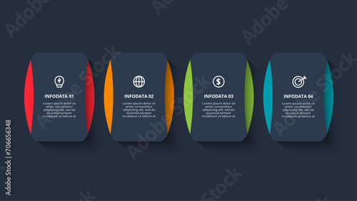 Rectangles infographic with 4 steps, options, parts or processes. Business data visualization.