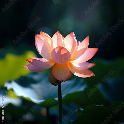 Beautiful natural vivid pink lotus blooming flower leaves wallpaper