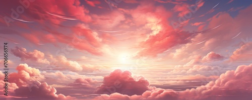 Ruby sky with white cloud background © Lenhard