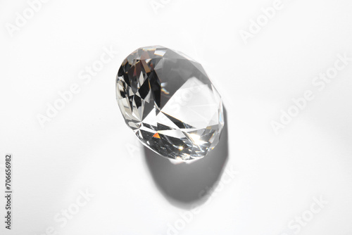 One beautiful shiny diamond on white background  top view