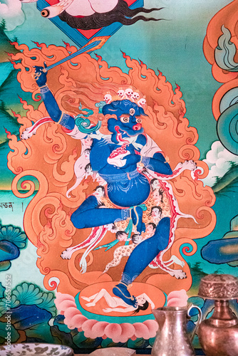Simhamukha Buddhist frescoes of Tangtse Monastery  Thangkas  Buddhist Art