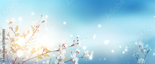 A fresh spring blue sunny sky background
