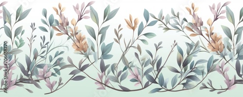 Sage pastel template of flower designs with leaves and petals © Lenhard