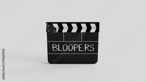 Clapper Boards with Bloopers word for outtakes mistakes wrong flubs Movie 3D Illustration 