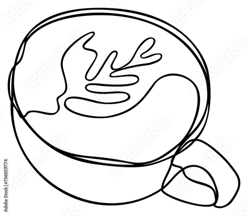 Coffee Cup Continuous Line Art