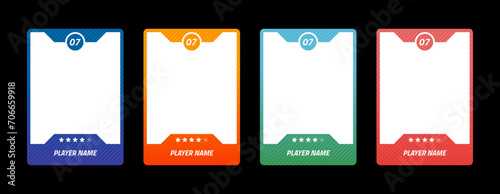 Collection of team card frames. Trade borders for online games, sports and business events. The pack of elements is applicable to hockey, football and basketball. Set of vector templates.