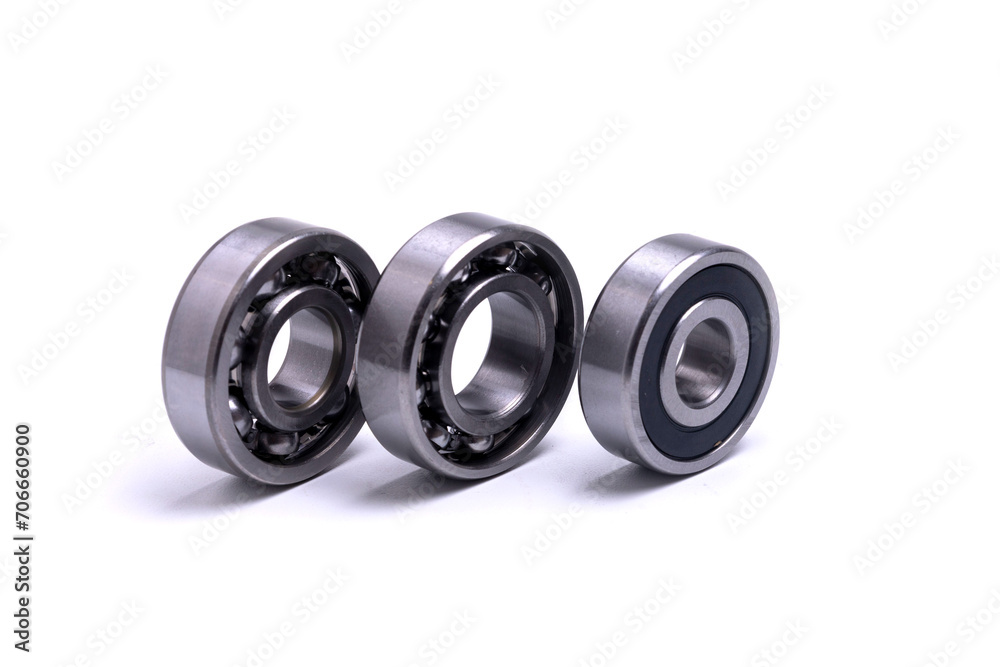 Ball bearings on a white background