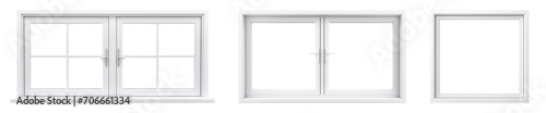 Set of different windows is cut out on a transparent background. Windows is suitable for to be inserted into a design or project.