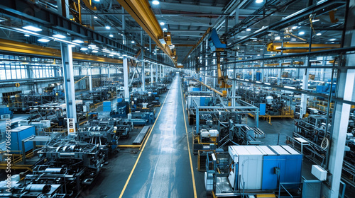 Bustling factory floor representing industrial sector, AI Generated