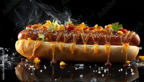 Recreation of a smoking hot dog