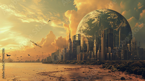 Dystopian representation of Earth if conservation efforts fail, AI Generated