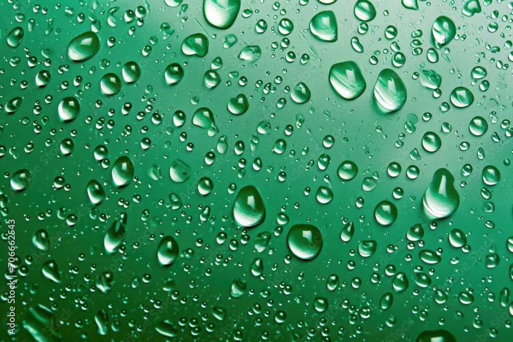Close-Up of Water Droplets on Vibrant Green Surface