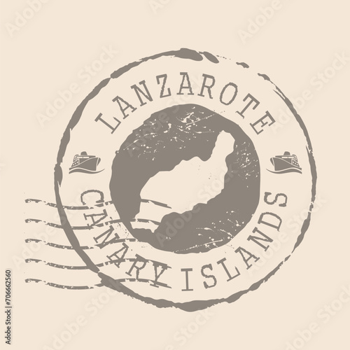 Stamp Postal of Lanzarote. Map Silhouette rubber Seal.  Design Retro Travel. Seal  Map Lanzarote  of Canary Islands grunge  for your design.  Spain. EPS10 photo