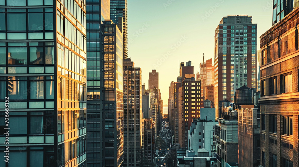 Urban skyline highlighting the real estate industry, AI Generated - obrazy, fototapety, plakaty 