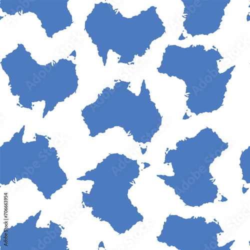 Blue maps of Australia in seamless pattern on white background