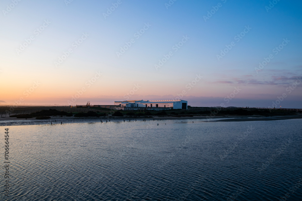 sunset over the river