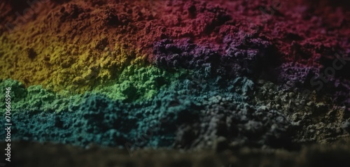  a close up of a multi - colored powdered substance with a black background that appears to be multicolored.