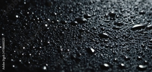  a black and white photo of water droplets on a black surface with a black and white photo of water droplets on a black surface.