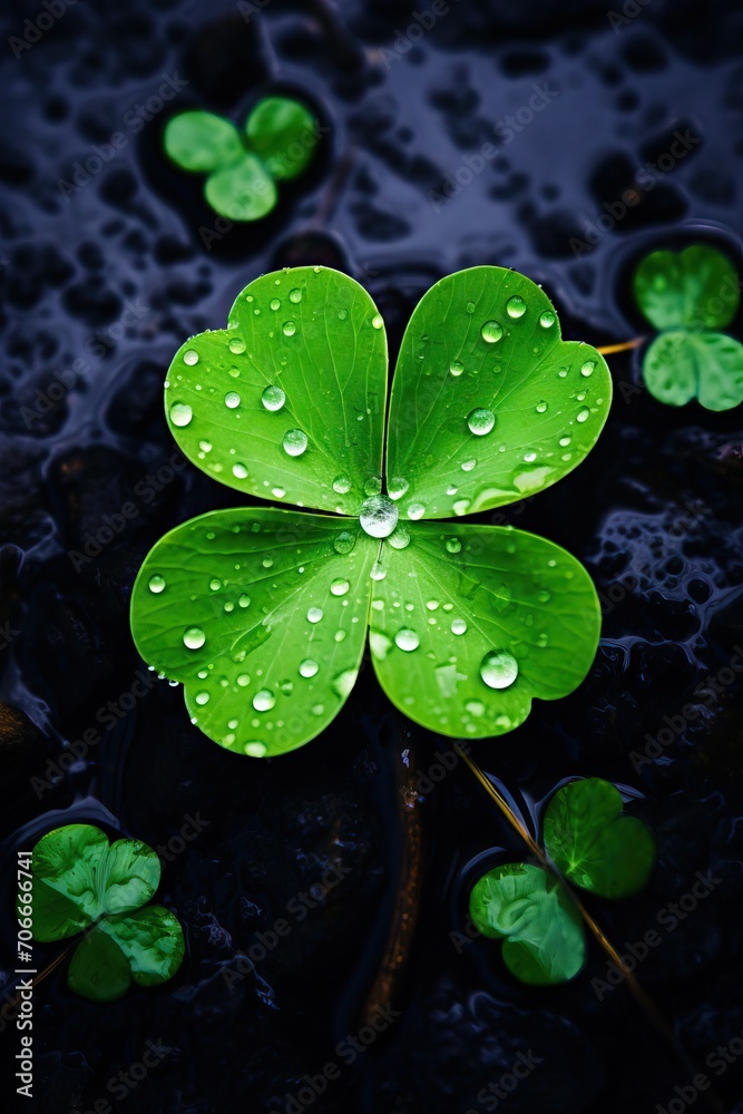 Dewy Clover Leaf Close-up Dewy Clover Leaf Close-up