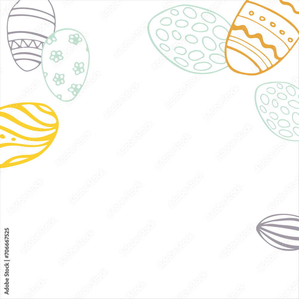 Frame made of elements for Easter. Traditional Easter elements. Vector illustration. Traditional easter ornament. Happy easter. Hand-drawn. Vector illustration.