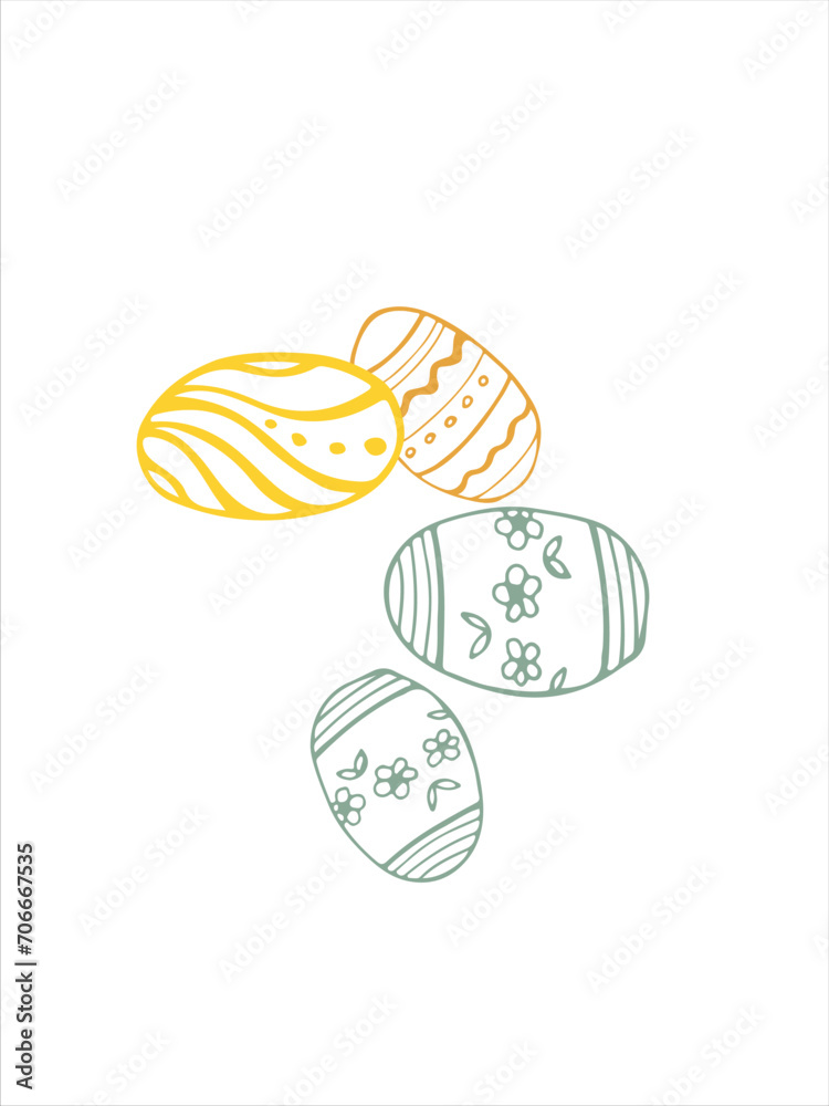 Frame made of elements for Easter. Traditional Easter elements. Vector illustration. Traditional easter ornament. Happy easter. Hand-drawn. Vector illustration.