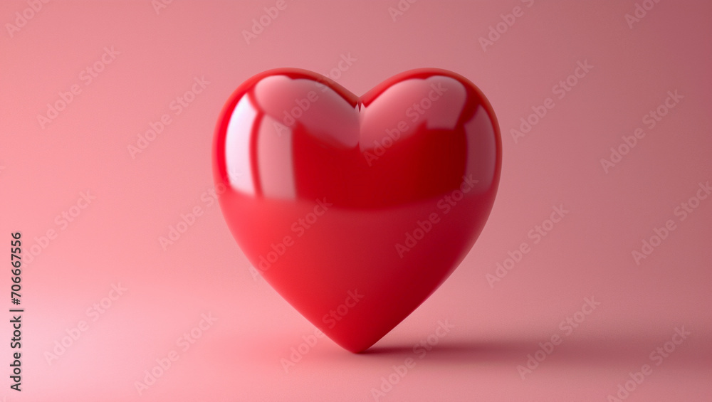 Red heart on pink background. A great symbol of love, care and relationships. Valentine's Day.