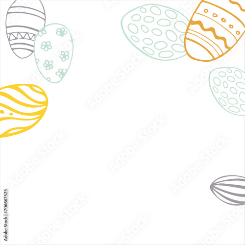 Frame made of elements for Easter. Traditional Easter elements. Vector illustration. Traditional easter ornament. Happy easter. Hand-drawn. Vector illustration.