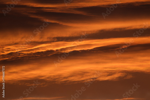 Beautiful fiery orange sky and clouds after the sunset © brunok1