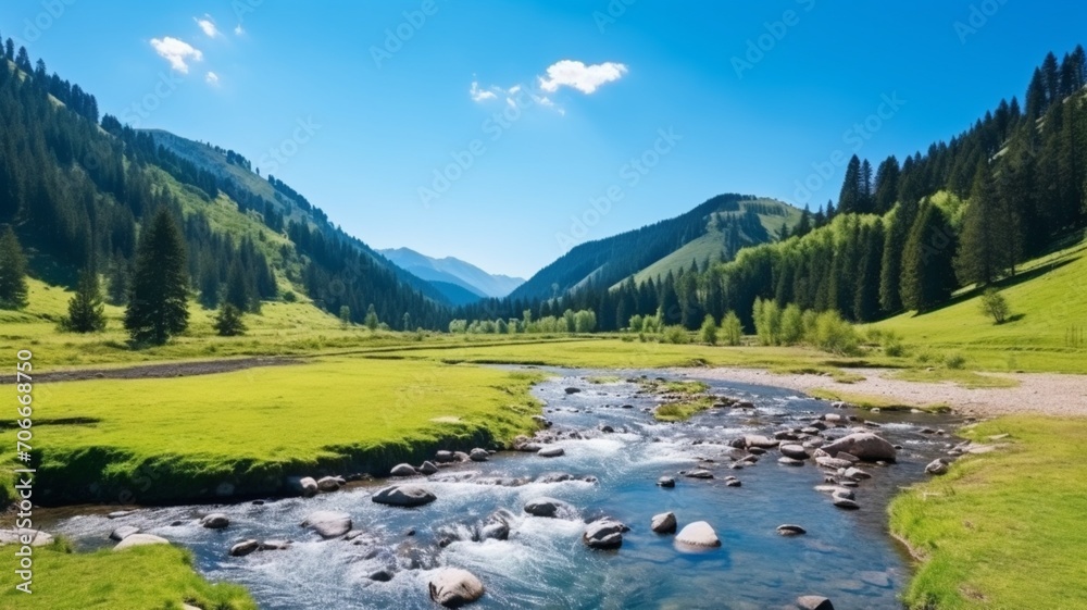 Beautiful summer mountain river nature scenery wallpaper