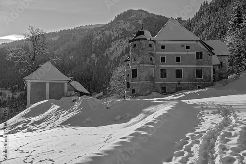 Schloss Greifenberg im Winter  . Greifenberg castle . Radmer . Steiermark . Österreich photo