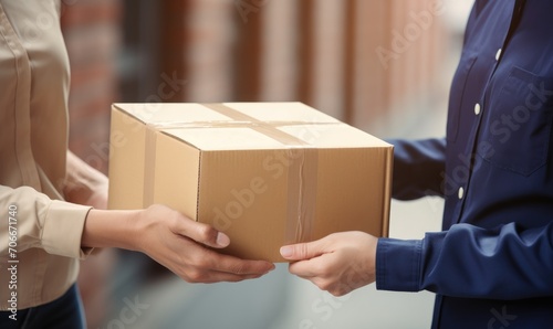 Close up photo of hands receiving parcel