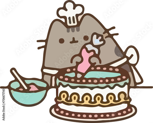 cat making cake