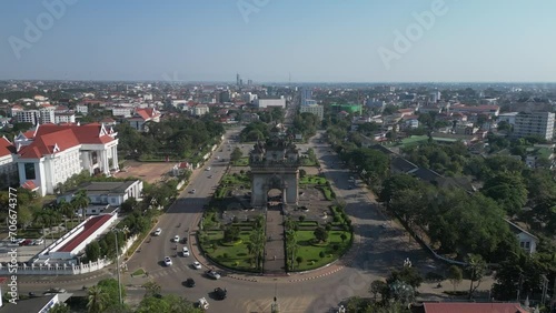Patuxai Drone Footage Laos South East Asia