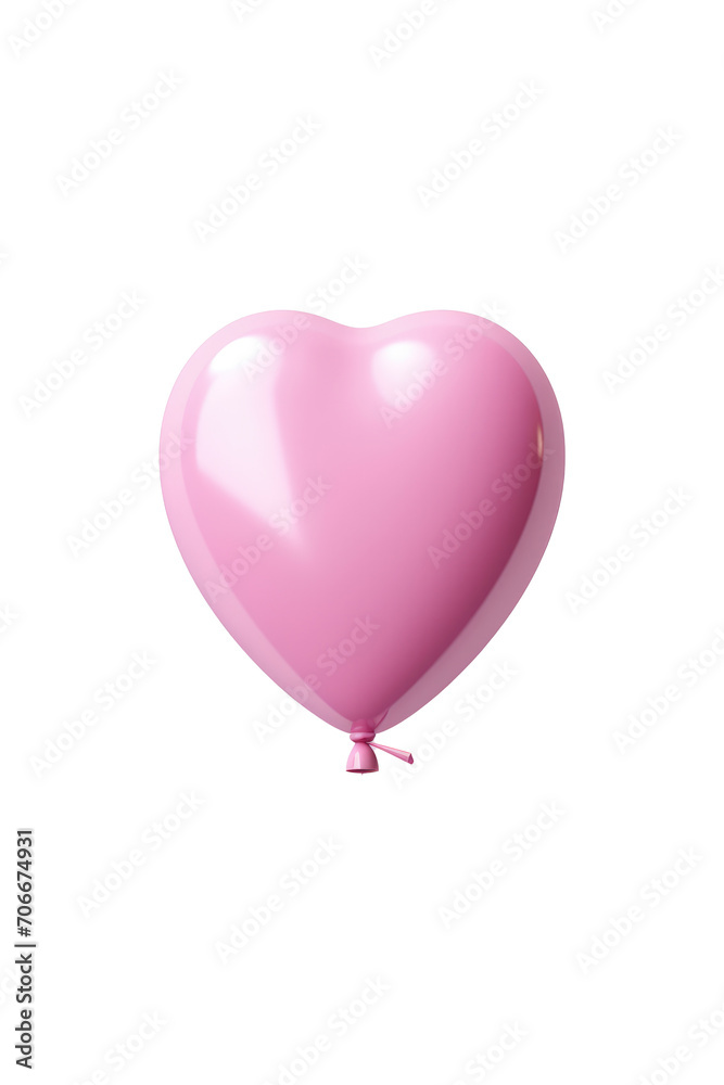 pink metallic heart-shaped balloon isolated on transparent background. Generative ai. pink metallic heart-shaped balloon isolated on transparent background. Generative ai.