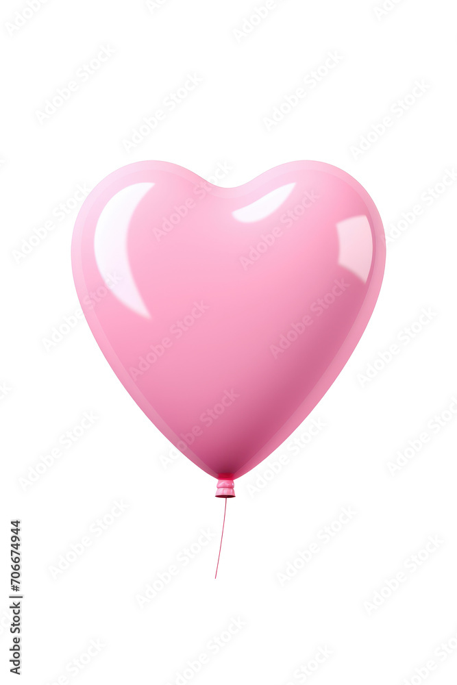 pink metallic heart-shaped balloon isolated on transparent background. Generative ai. pink metallic heart-shaped balloon isolated on transparent background. Generative ai.