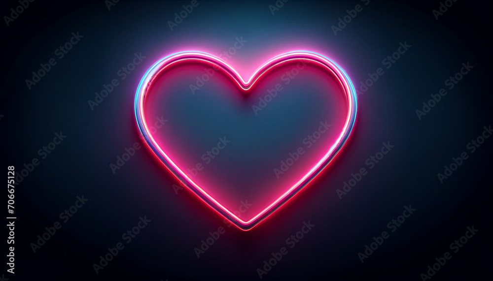 neon glowing heart sign, generative AI neon glowing heart sign, generative AI