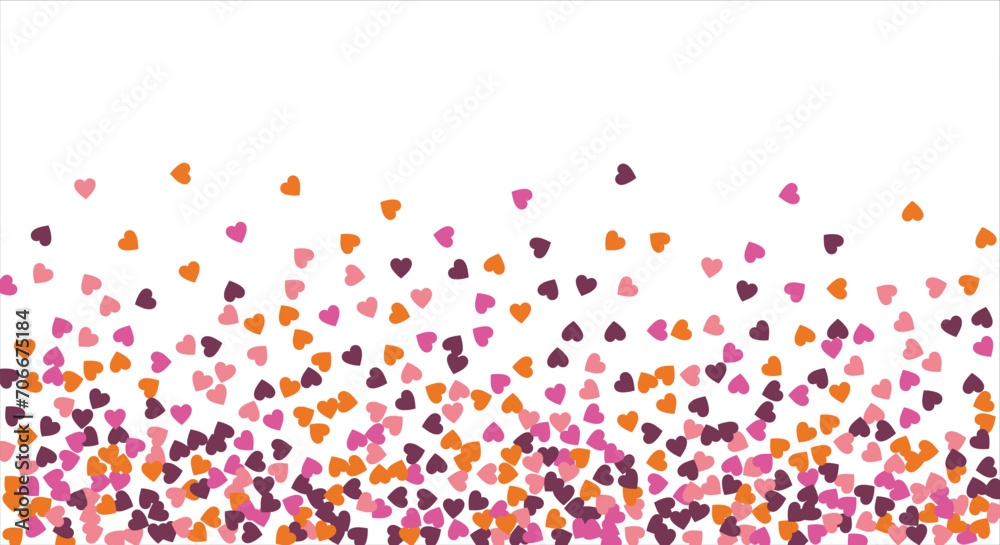 Obraz premium Vector edging, ribbon, border from hearts. Hand-drawn romantic pattern. Valentine's Day. Banner template. Vector illustration.