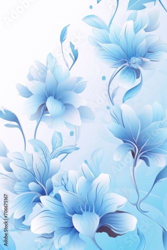 Sky blue pastel template of flower designs with leaves