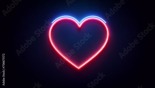 neon glowing heart sign  generative AI