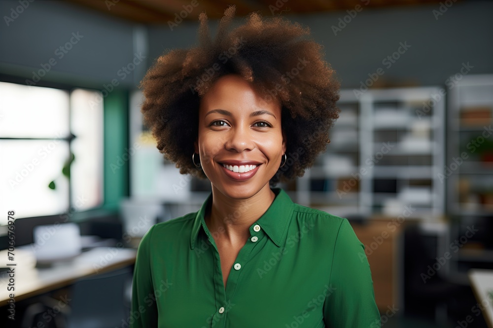 African American Business Woman with an Office Background 