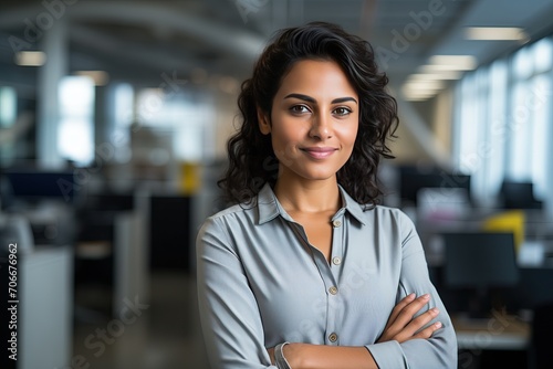 Young Indian Business Woman with an Office Background 