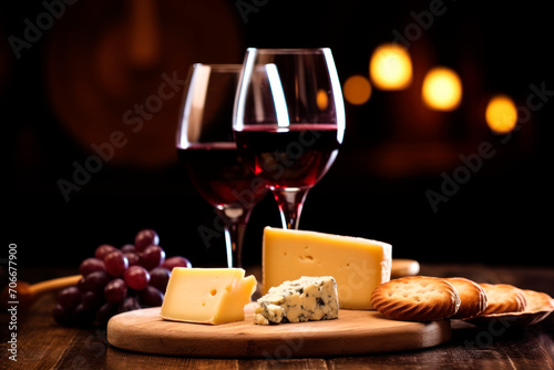 cheese board with glass of wine